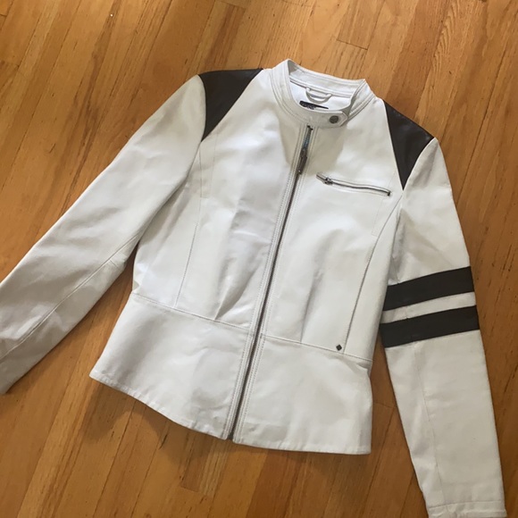Colorblock leather jacket - Picture 1 of 2